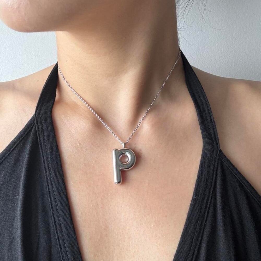 Marc Jacobs Redux Grunge 2018 Silver Initial P Necklace